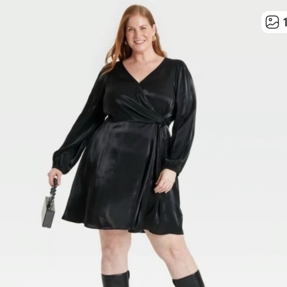 MAKE OFFER 💥HP 💥 Ava & Viv  Black Long Sleeve Midi Dress plus size favorite gift